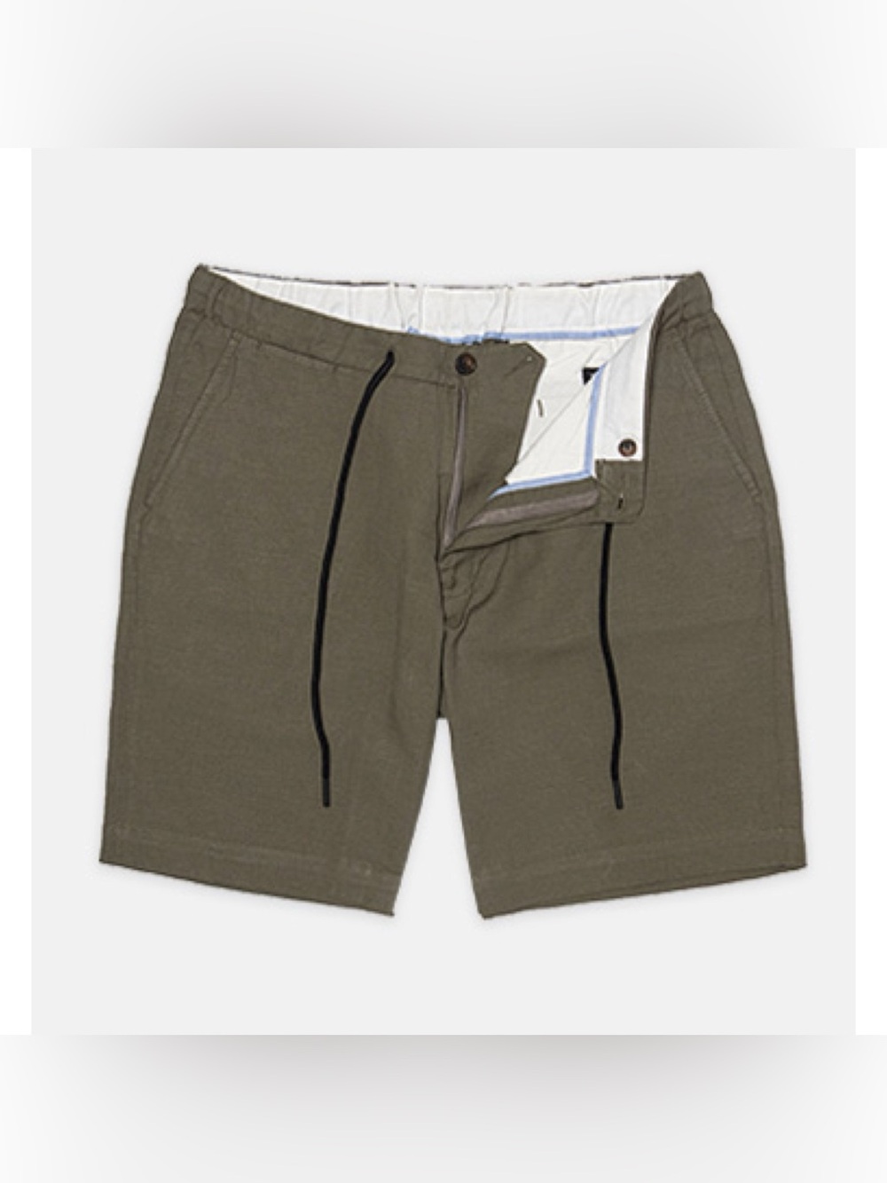 NWT Spier & MacKay Mens Olive-Linen Cotton Easy Shorts 32